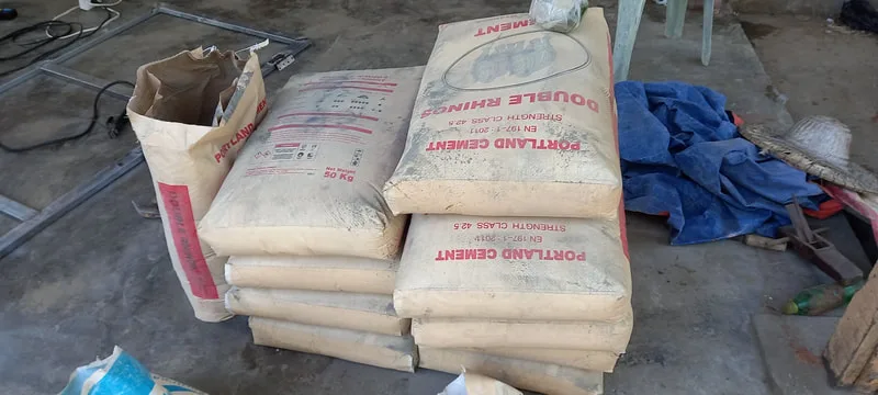Stacked bags of cement