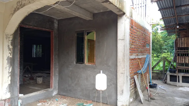 Newly plastered walls and doorway