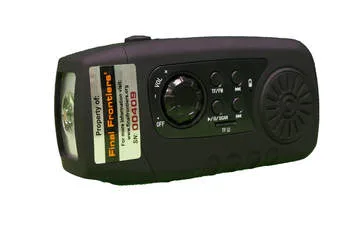 Hand-crank audio player with Final Frontiers label