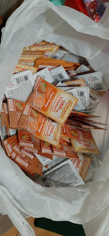 Packaged vitamins in a bag