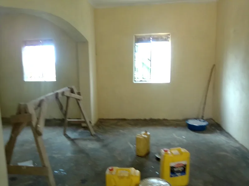 Newly plastered walls and windows