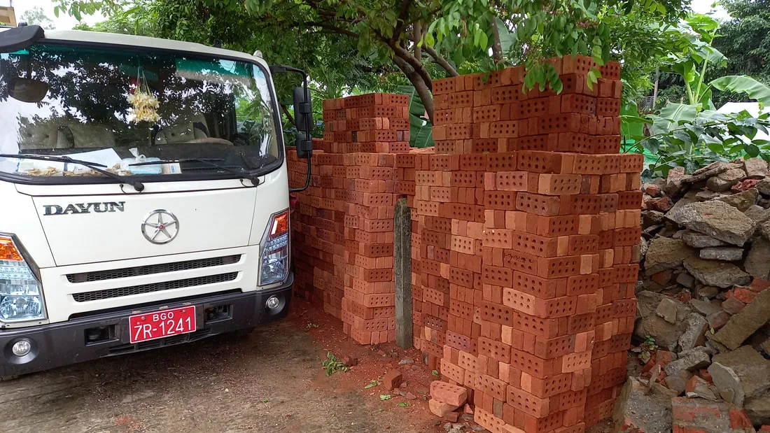 Bricks being delivered to a construction site
