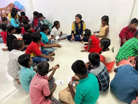 A group of children seated together during a lesson