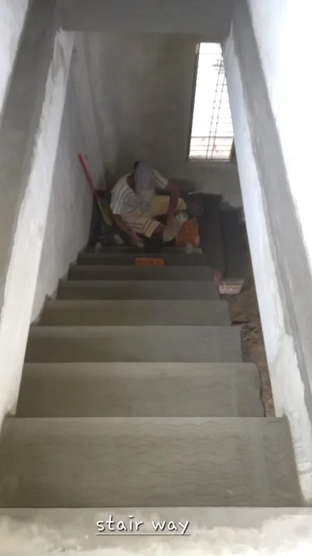 Concrete staircase under construction