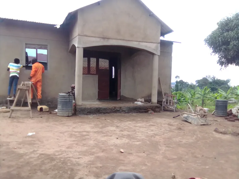 Exterior of a newly plastered house