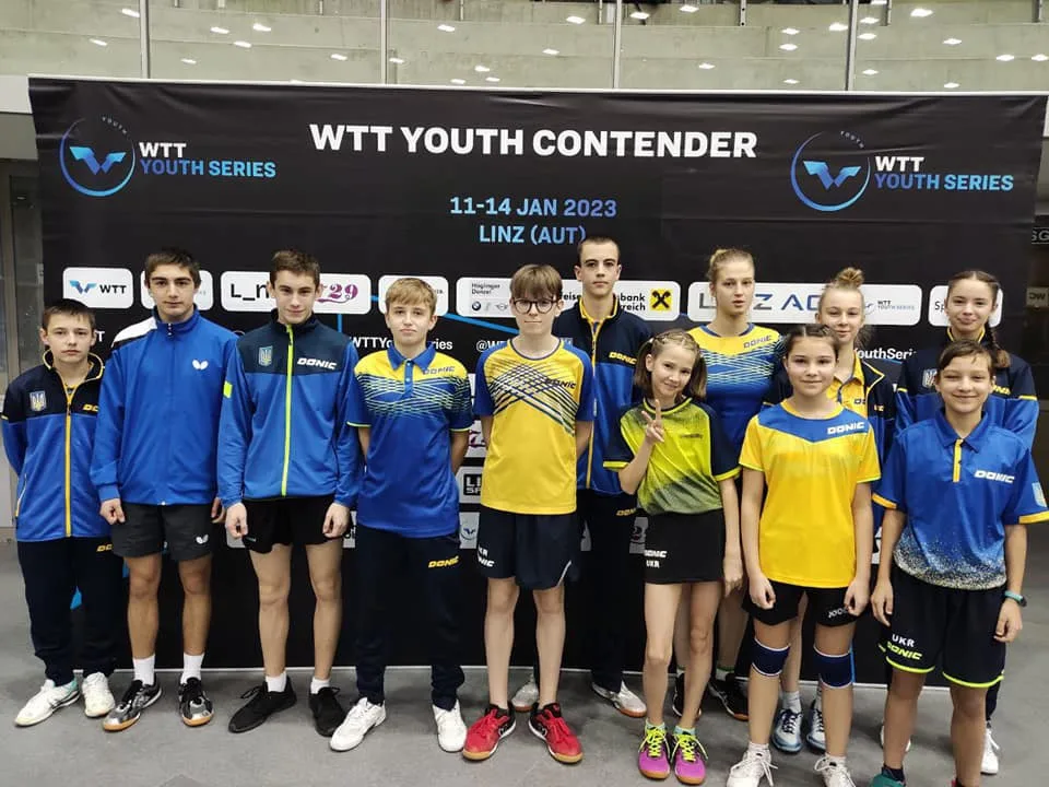 Young athletes at a table tennis event